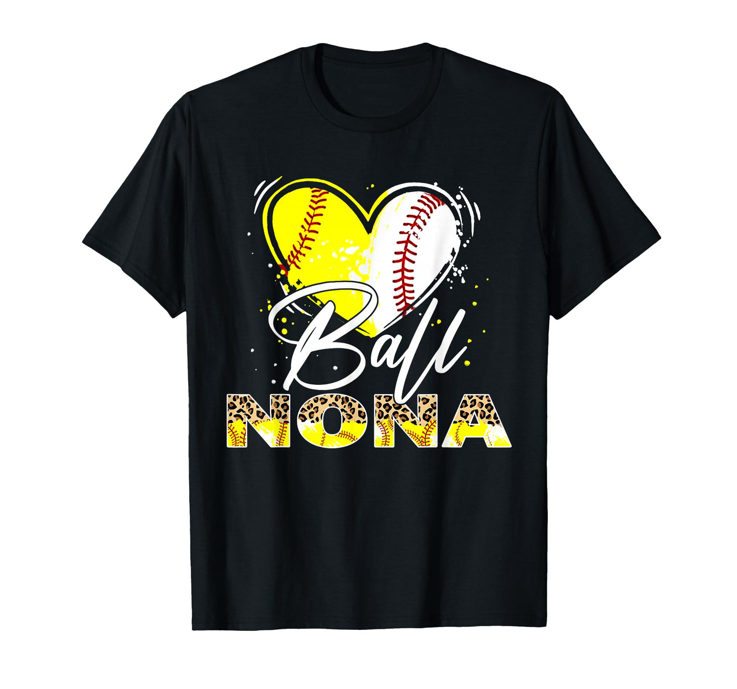 Ball Nona Leopard Baseball Softball Heart T-Shirt - Custom Art Print Unisex - T-Shirt, Sweatshirt, Hoodie
