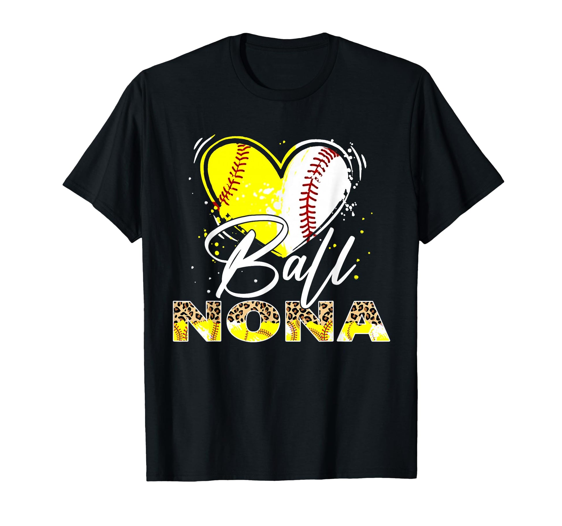 Ball Nona Leopard Baseball Softball Heart T-Shirt - Custom Art Print Unisex - T-Shirt, Sweatshirt, Hoodie