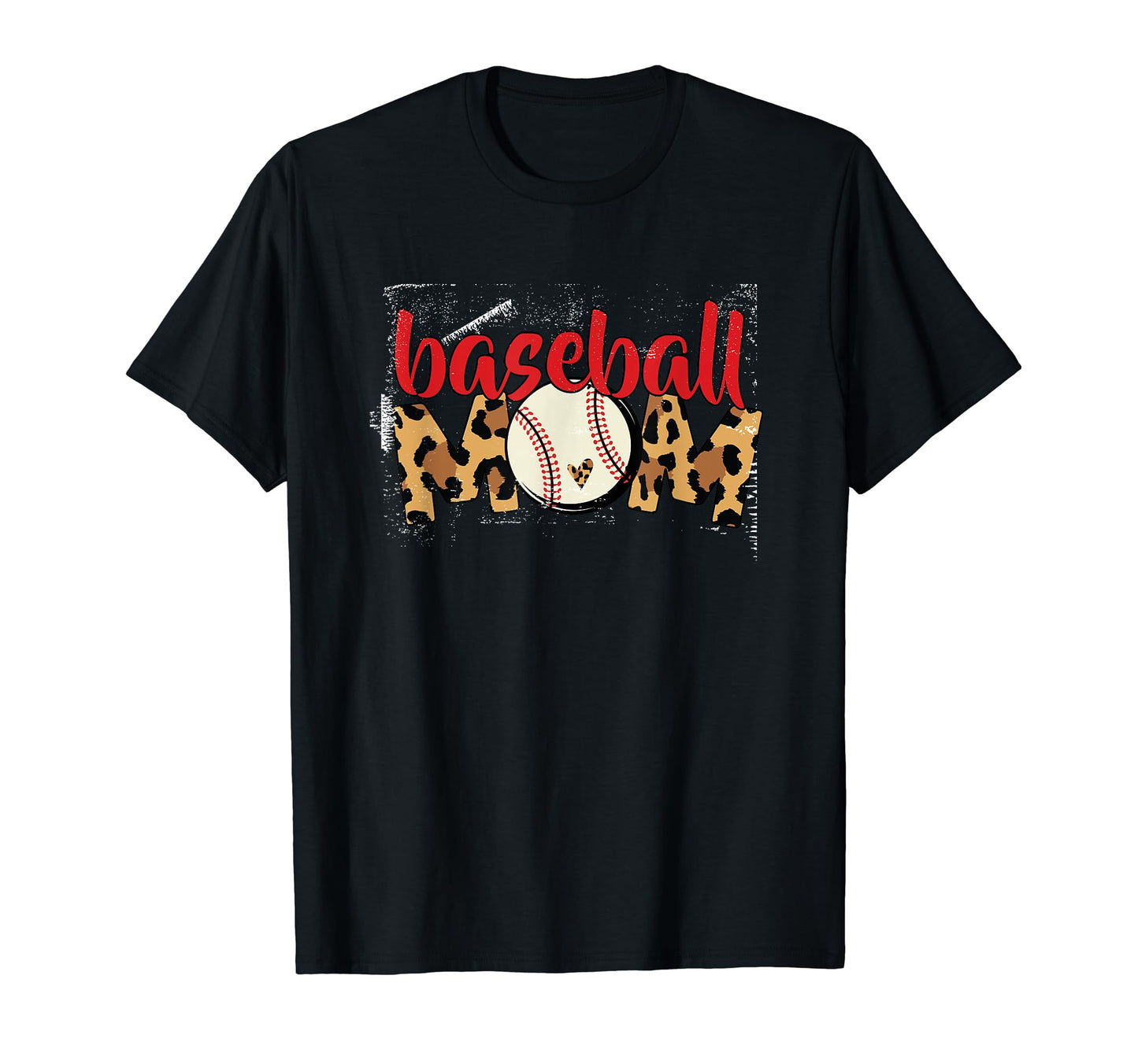 Baseball Mom Leopard Heart T-Shirt - Fun Novelty Design for Adults - T-Shirt, Sweatshirt, Hoodie