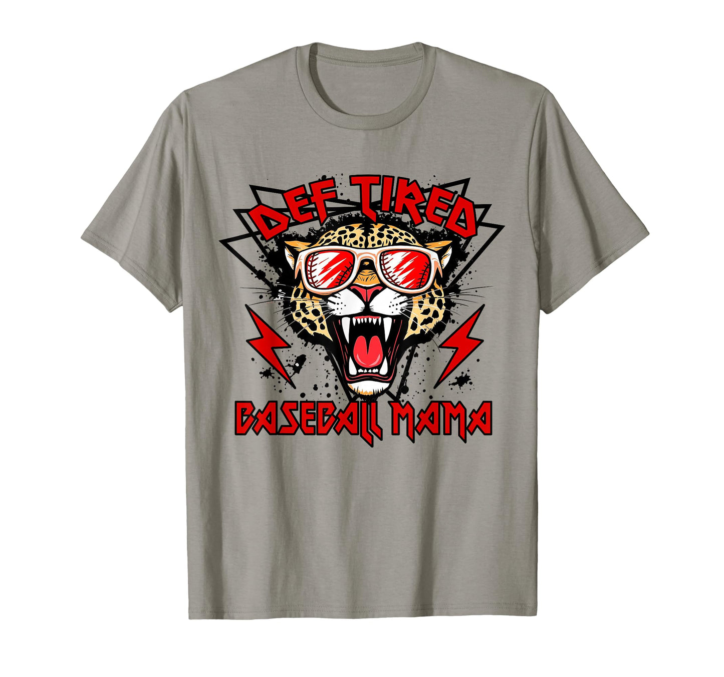 Def Tired Baseball Mama Leopard T-Shirt - Novelty Apparel for Adults - T-Shirt, Sweatshirt, Hoodie