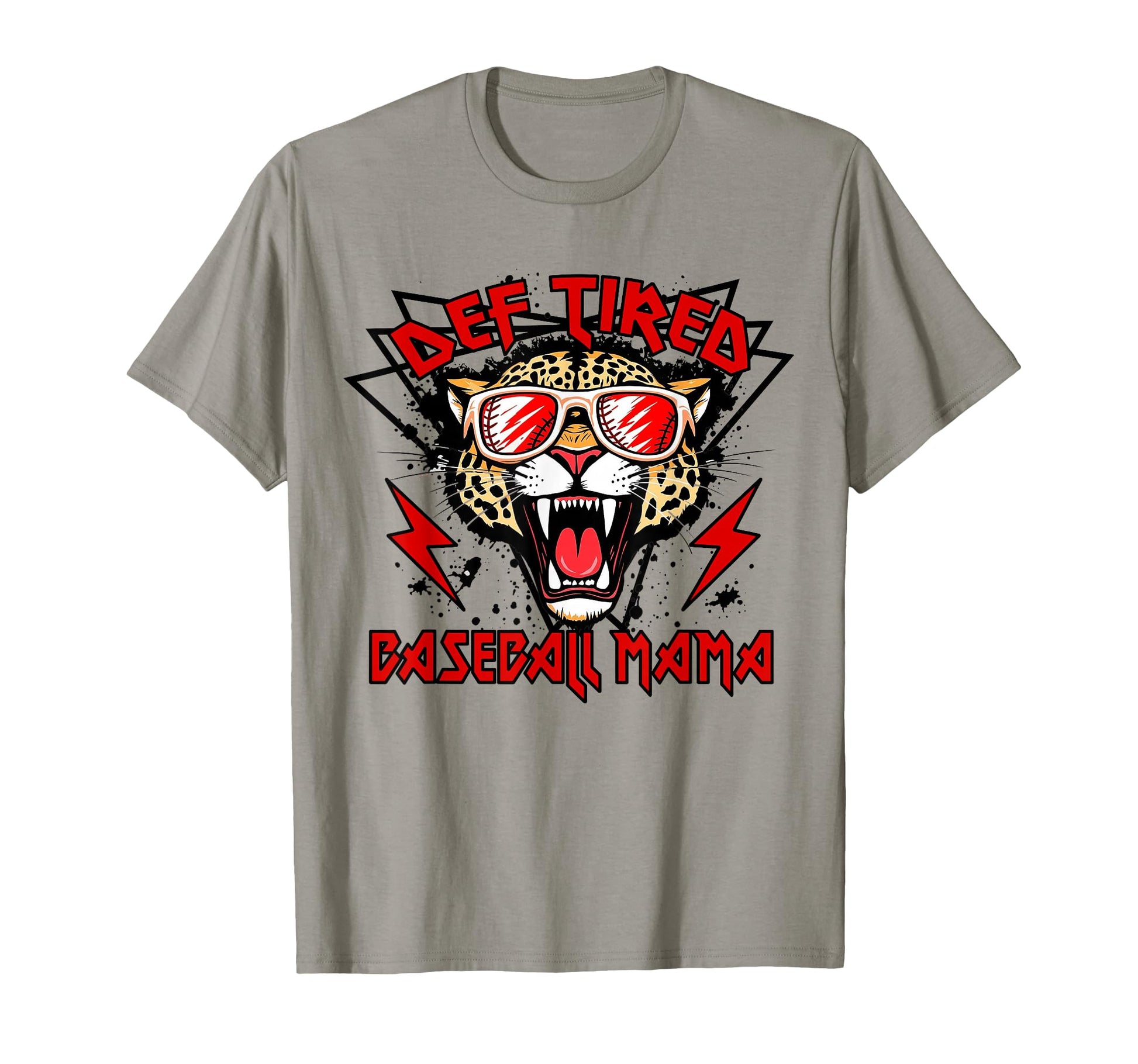 Def Tired Baseball Mama Leopard T-Shirt - Novelty Apparel for Adults - T-Shirt, Sweatshirt, Hoodie