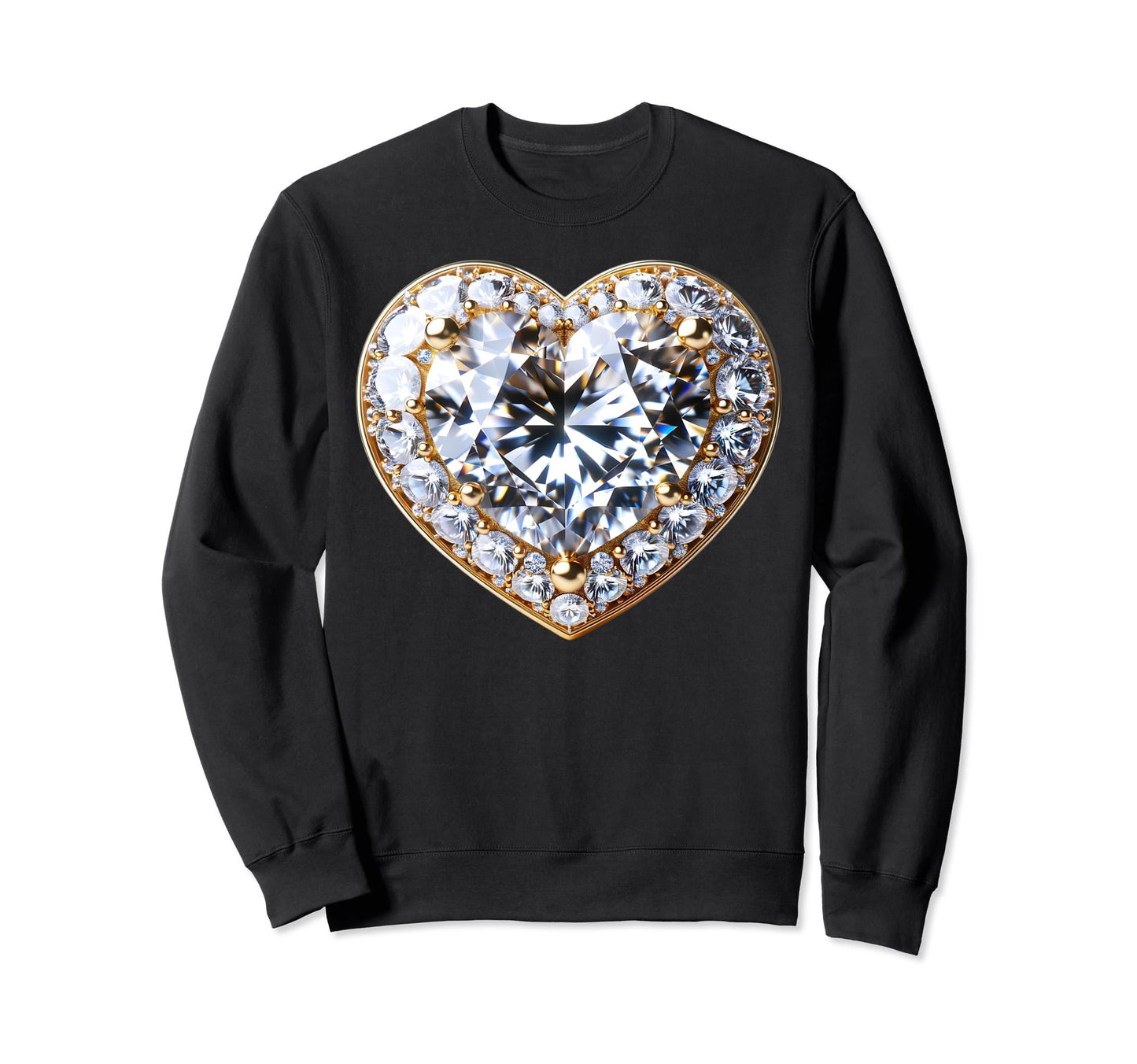 Heart Radiance Diamond Elegance Bling Sweatshirt - Minimalist Print Unisex - T-Shirt, Sweatshirt, Hoodie