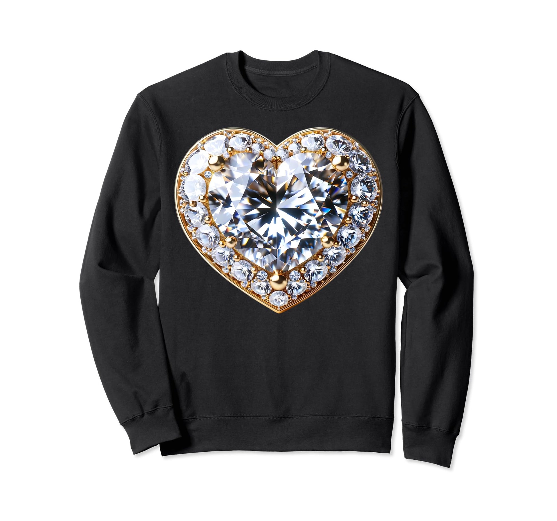 Heart Radiance Diamond Elegance Bling Sweatshirt - Minimalist Print Unisex - T-Shirt, Sweatshirt, Hoodie