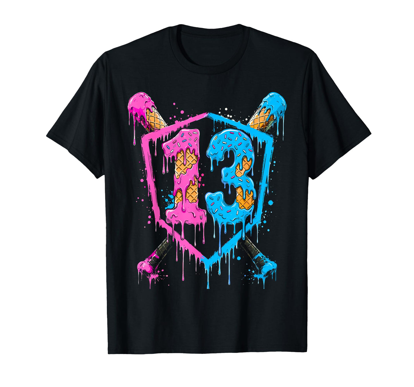 13Th Birthday Baseball Ice Cream T-Shirt - Minimalist Print for Adults - T-Shirt, Sweatshirt, Hoodie