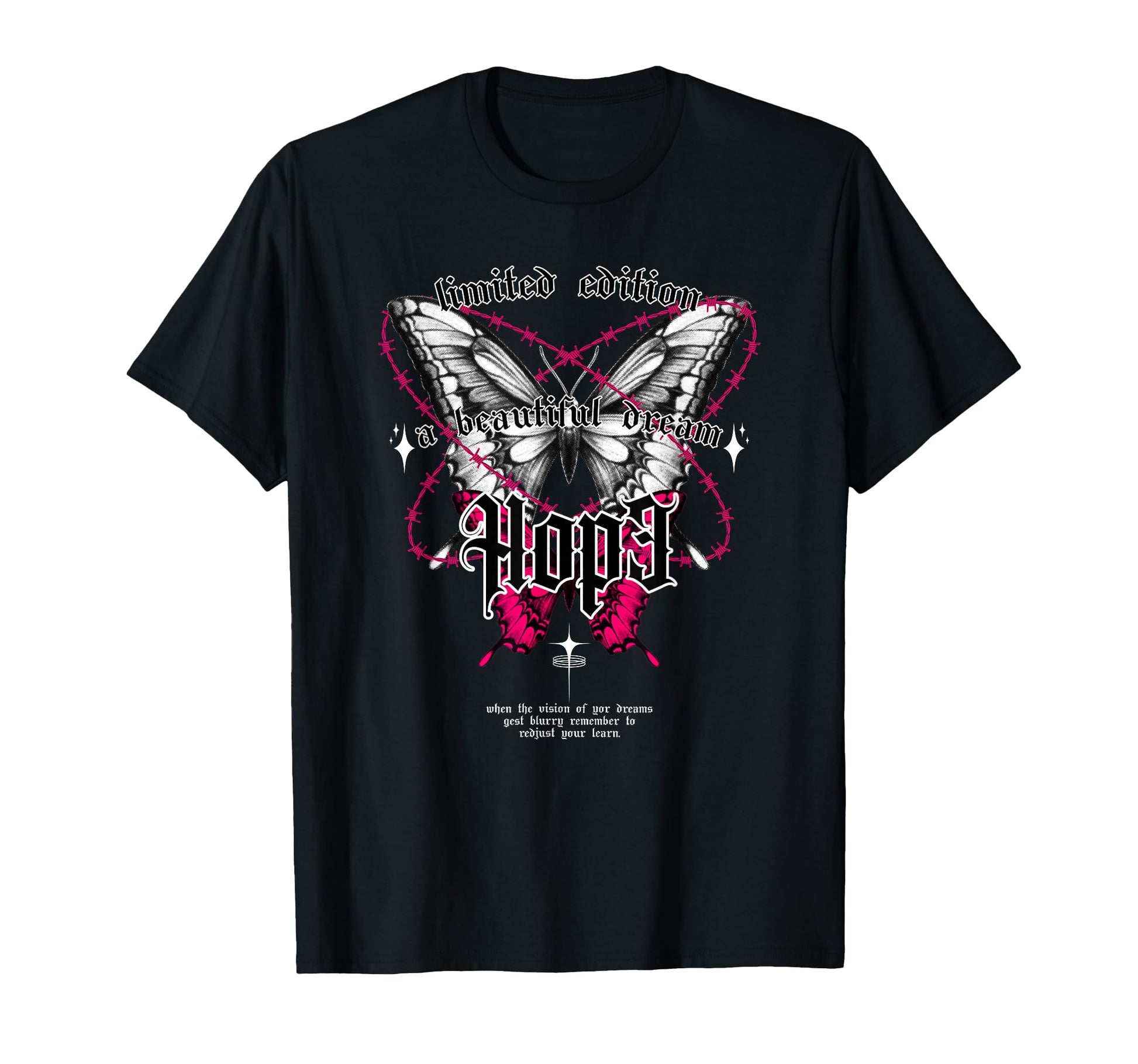 Butterfly Hope Y2K Grunge T-Shirt - Casual Everyday Wear Men Women - T-Shirt, Sweatshirt, Hoodie