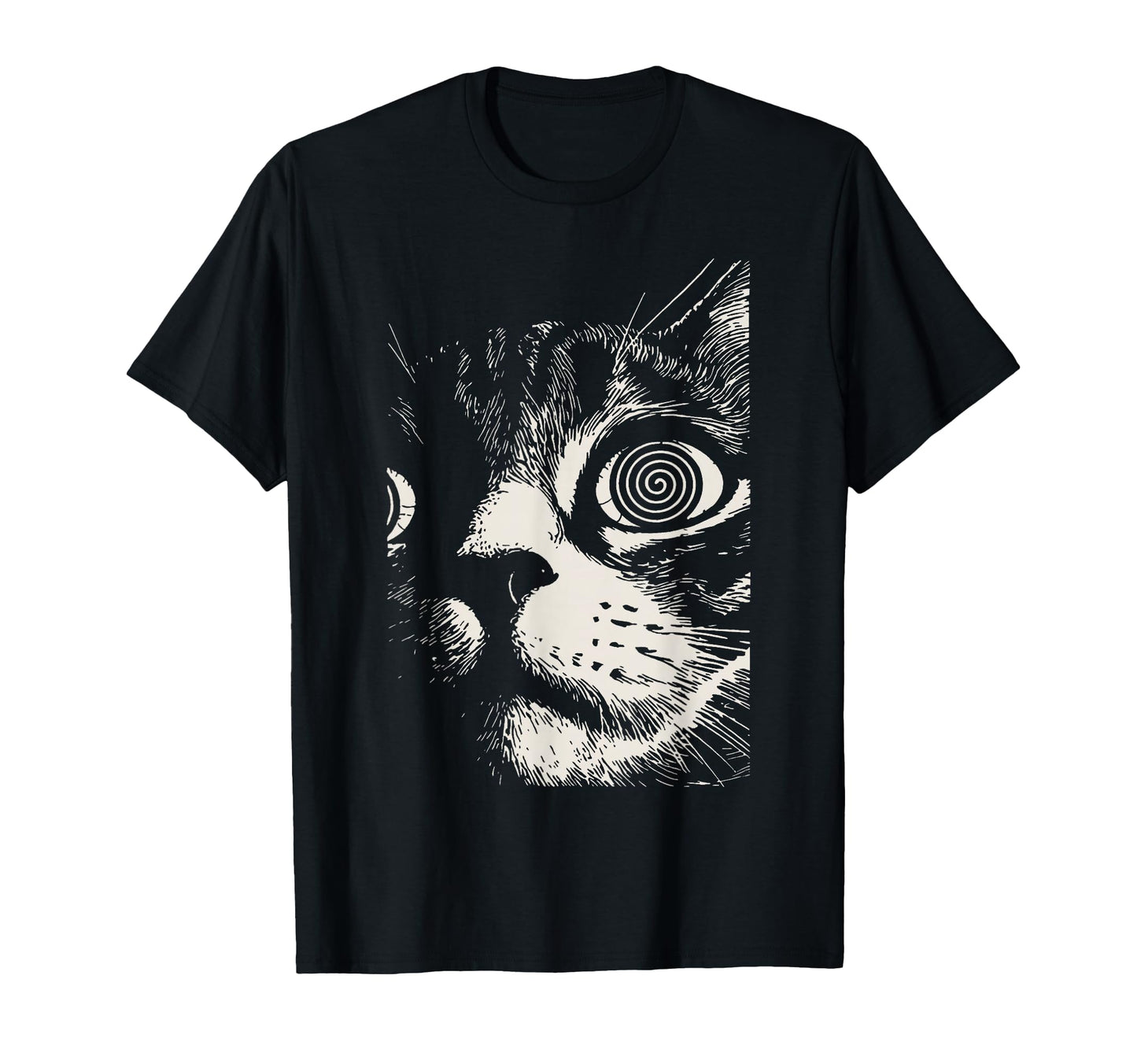 Hypnotic Cat Spiral Eyes Trippy T-Shirt - Aesthetic Graphic Men Women - T-Shirt, Sweatshirt, Hoodie