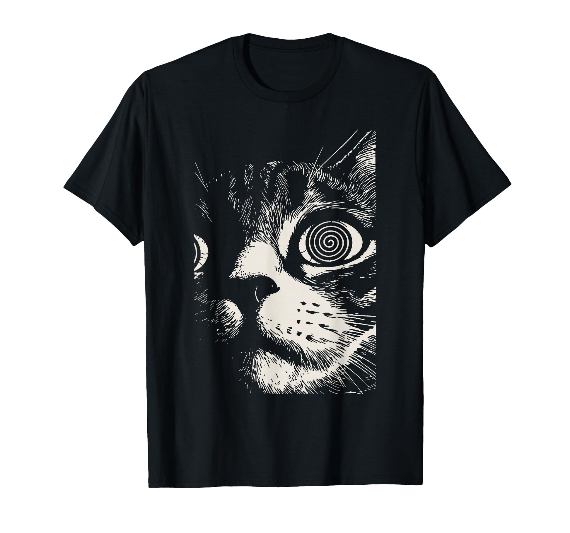 Hypnotic Cat Spiral Eyes Trippy T-Shirt - Aesthetic Graphic Men Women - T-Shirt, Sweatshirt, Hoodie