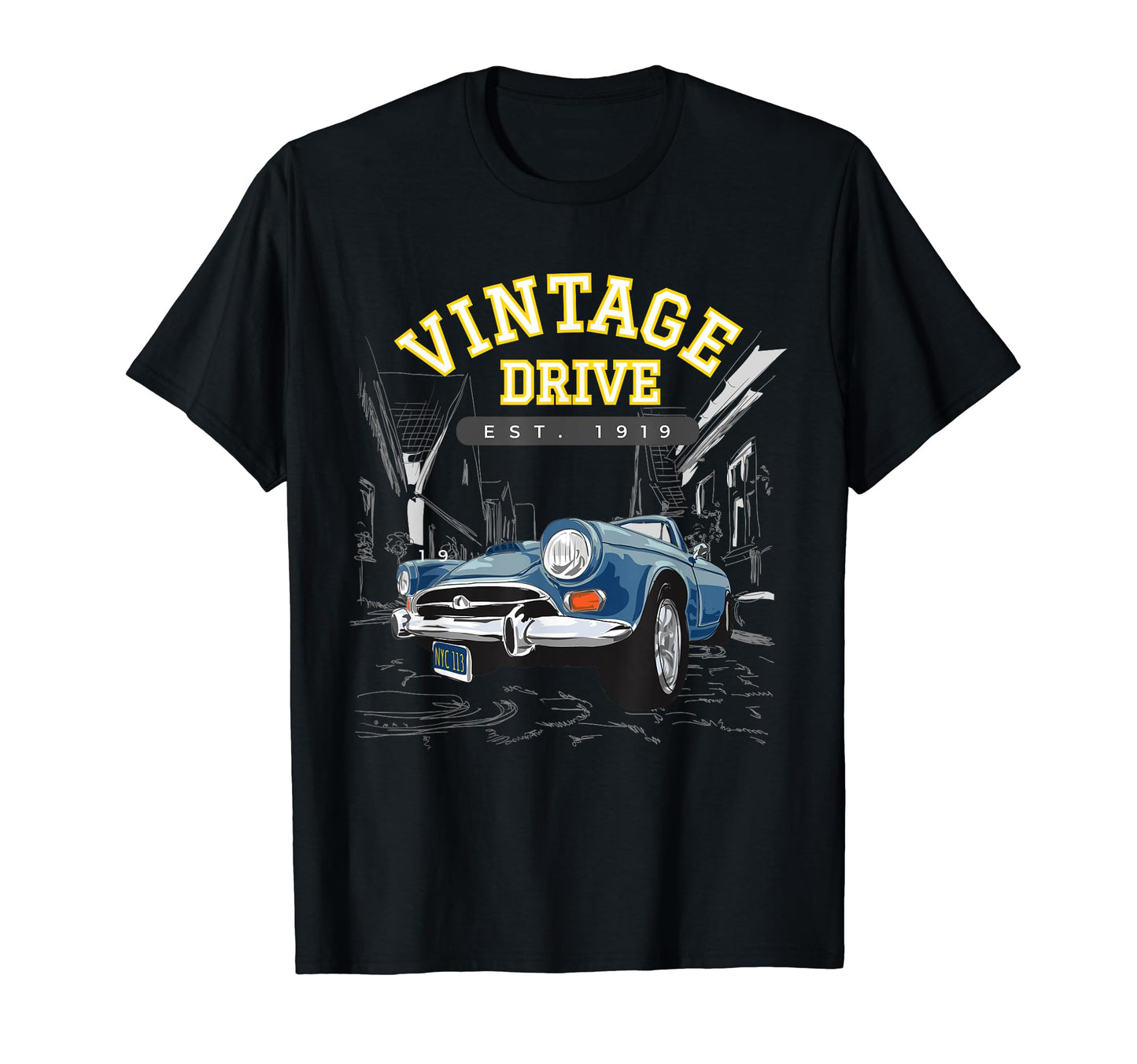 Car Drive 1919 Old School American T-Shirt - Aesthetic Graphic Men Women - T-Shirt, Sweatshirt, Hoodie