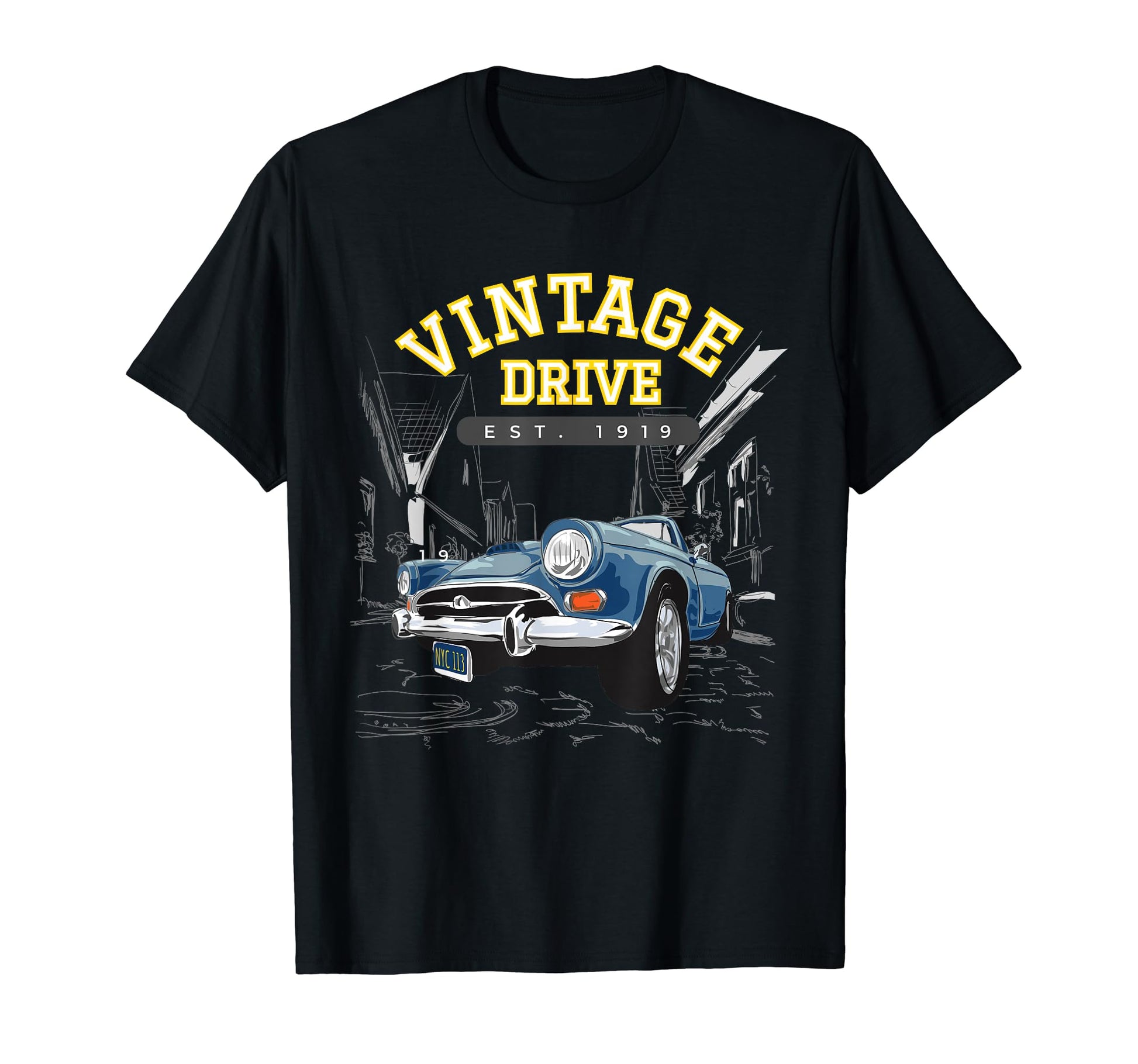 Car Drive 1919 Old School American T-Shirt - Aesthetic Graphic Men Women - T-Shirt, Sweatshirt, Hoodie