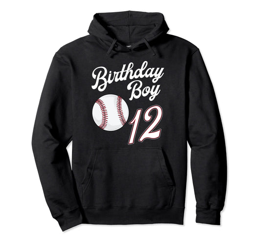 12 Years Old Baseball Themed 12Th Hoodie - Casual Everyday Wear Unisex - T-Shirt, Sweatshirt, Hoodie