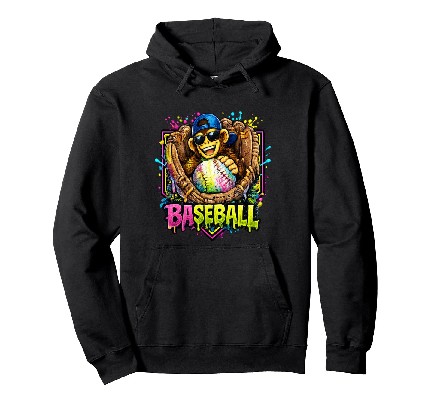 Monkey Funny Animals Baseball Ice Cream Hoodie - Unique Graphic for Adults - T-Shirt, Sweatshirt, Hoodie
