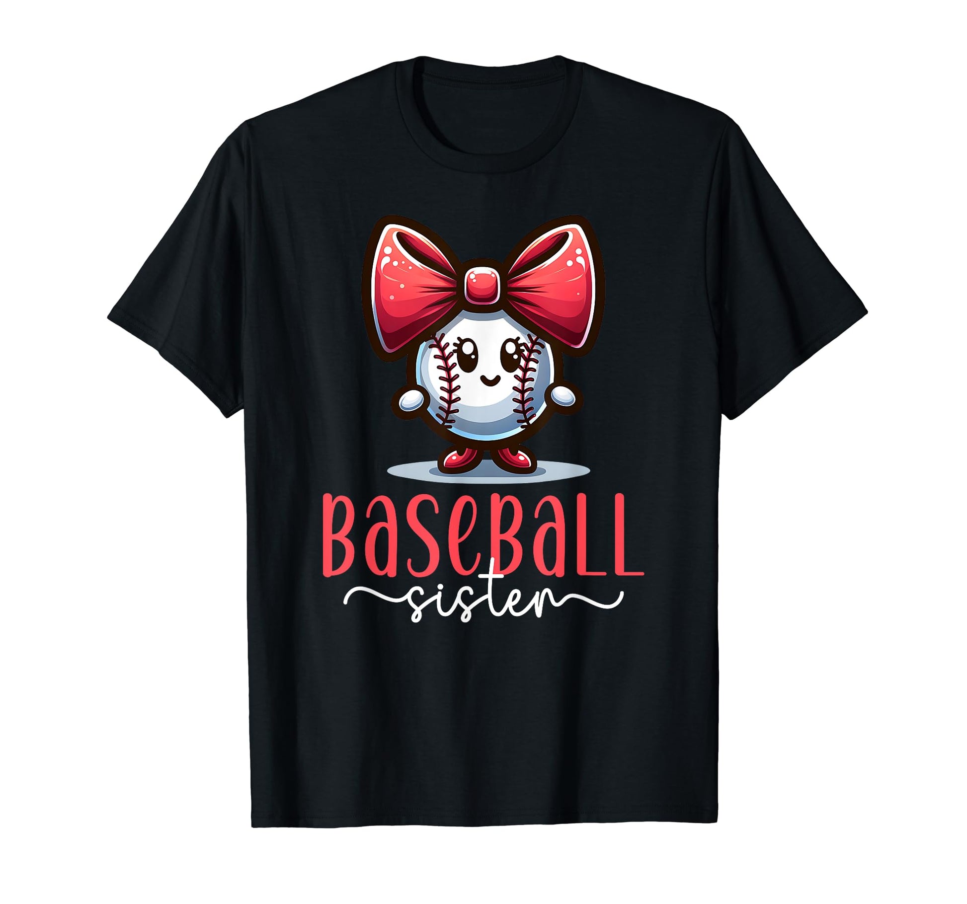 Baseball Sister Cartoon Coquette Bow Kawaii T-Shirt - Graphic Print Unisex - T-Shirt, Sweatshirt, Hoodie