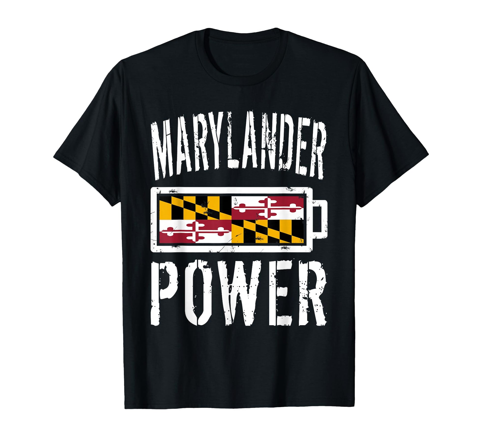 Maryland Flag Marylander Power Battery T-Shirt - Graphic Print Men Women - T-Shirt, Sweatshirt, Hoodie