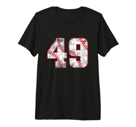 Baseball 49 Jersey Number Tri Blend T-Shirt - Casual Everyday Wear Unisex - T-Shirt, Sweatshirt, Hoodie