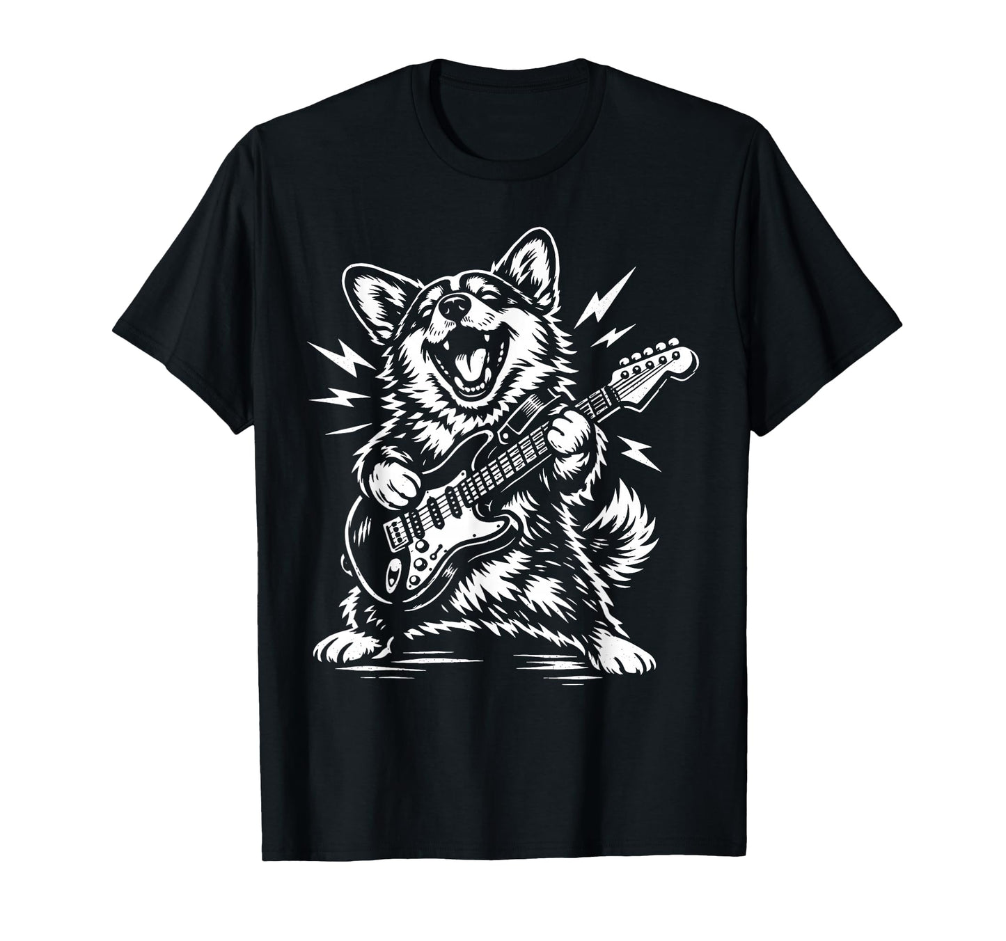 Funny Corgi Playing Guitar Rock T-Shirt - Aesthetic Graphic Men Women - T-Shirt, Sweatshirt, Hoodie
