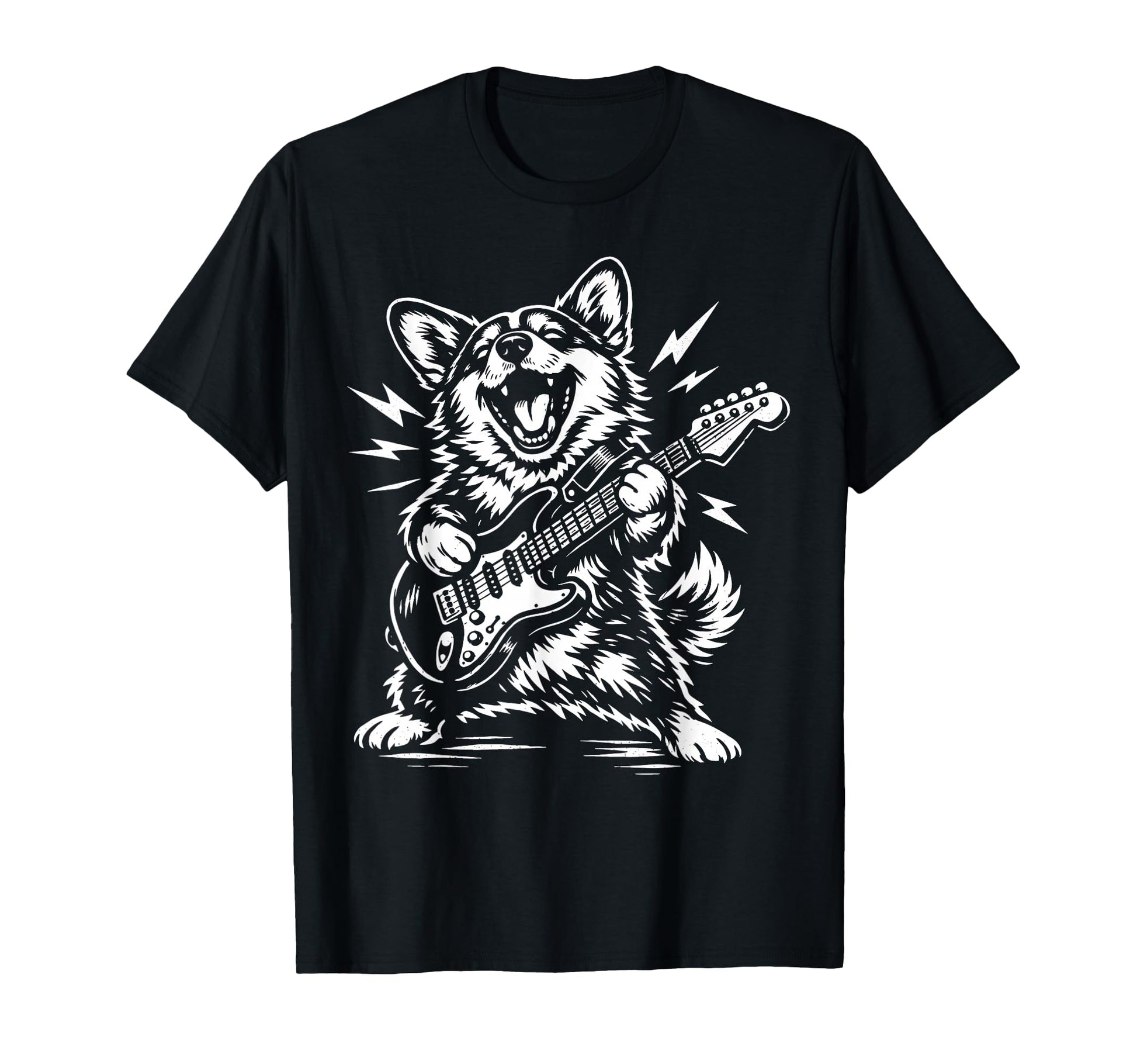Funny Corgi Playing Guitar Rock T-Shirt - Aesthetic Graphic Men Women - T-Shirt, Sweatshirt, Hoodie