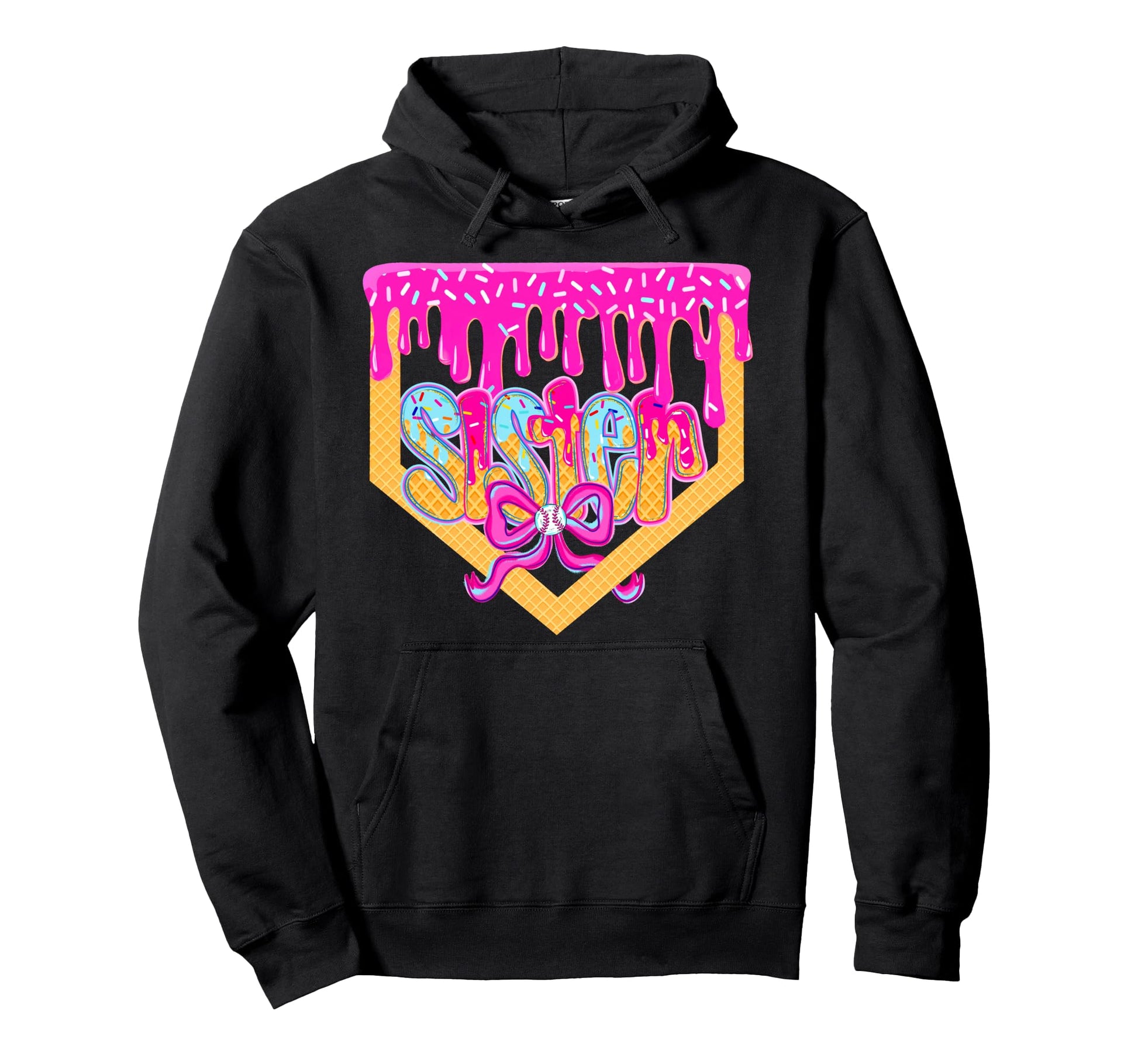 Baseball Sister Drip Ice Cream Sprinkles Hoodie - Graphic Print Unisex - T-Shirt, Sweatshirt, Hoodie