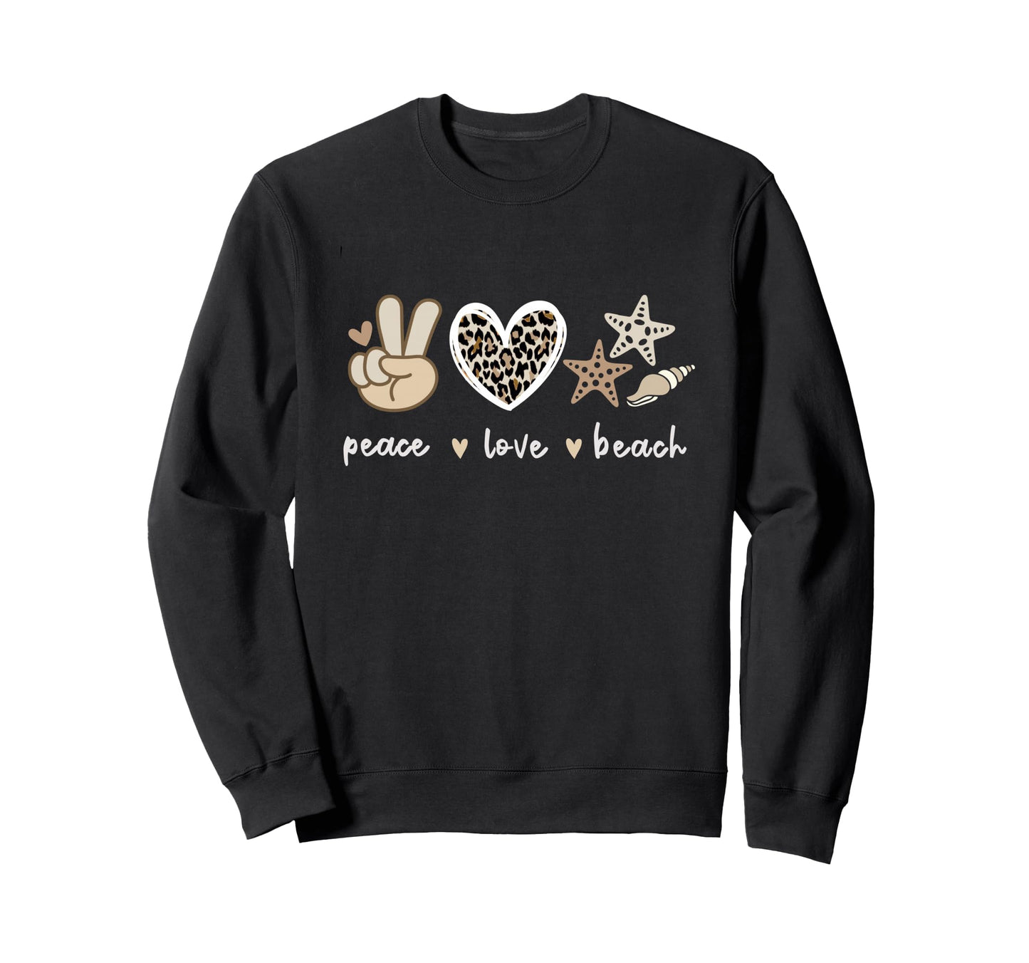Leopard Peace Love Beach Summer Sweatshirt - Minimalist Print for Adults - T-Shirt, Sweatshirt, Hoodie