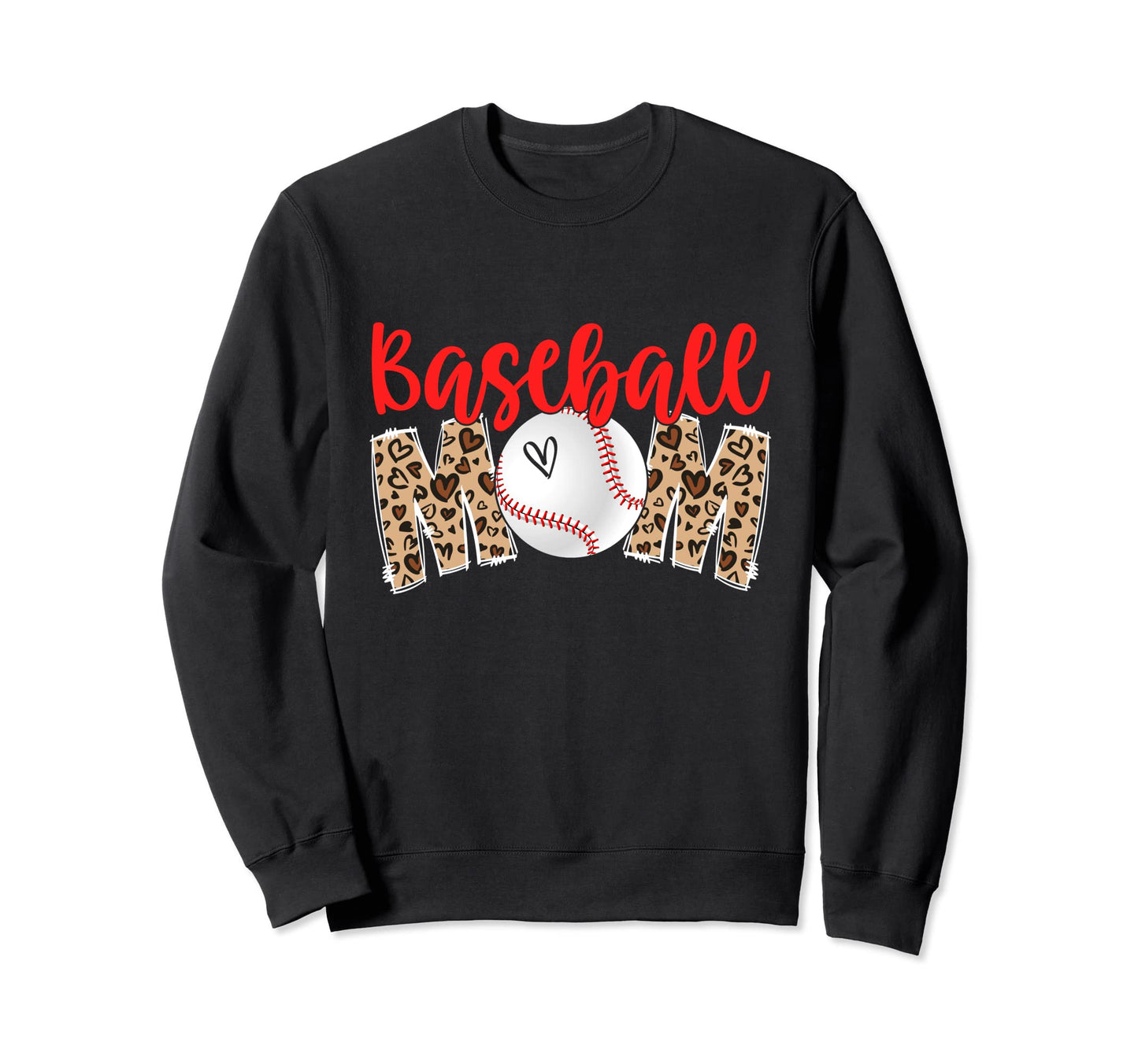 Baseball Mom Leopard Mothers Day Sweatshirt - Custom Art Print for Adults - T-Shirt, Sweatshirt, Hoodie