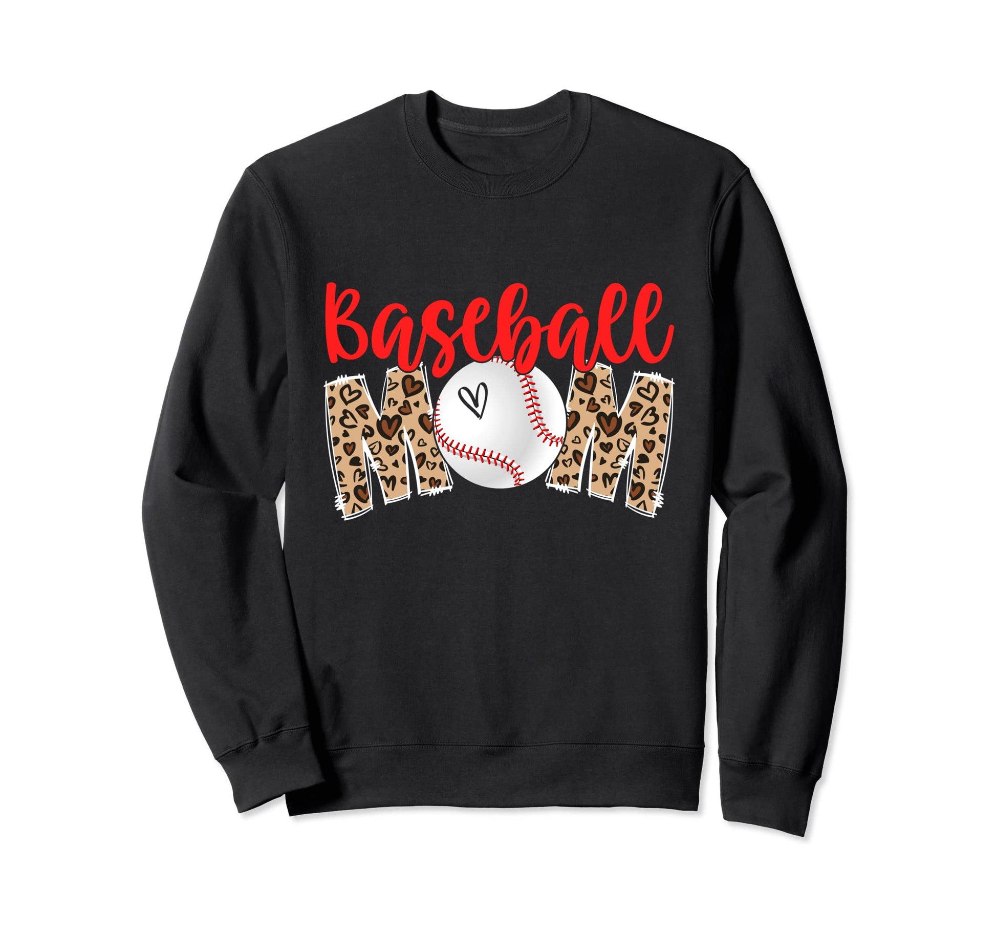 Baseball Mom Leopard Mothers Day Sweatshirt - Custom Art Print for Adults - T-Shirt, Sweatshirt, Hoodie
