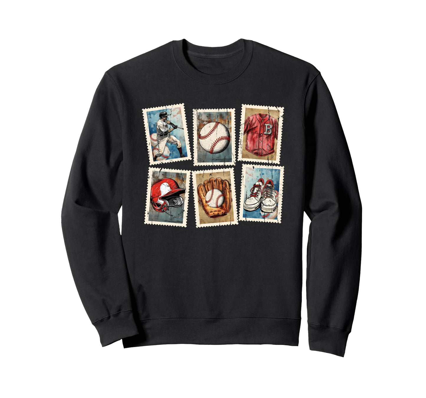 Baseball Stamps Baseball Sweatshirt - Fun Novelty Design for Adults - T-Shirt, Sweatshirt, Hoodie