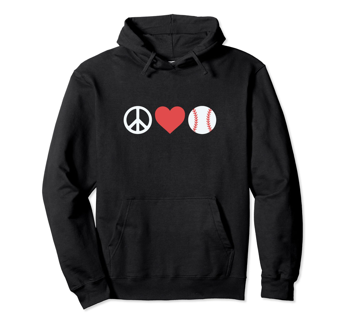 Peace Love Baseball Hoodie - Novelty Apparel for Adults - T-Shirt, Sweatshirt, Hoodie