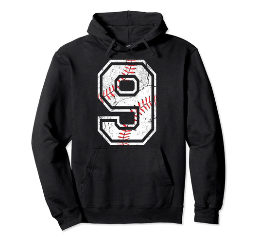 Baseball 9Th Nine Years Birthday Squad Hoodie - Minimalist Print Men Women - T-Shirt, Sweatshirt, Hoodie