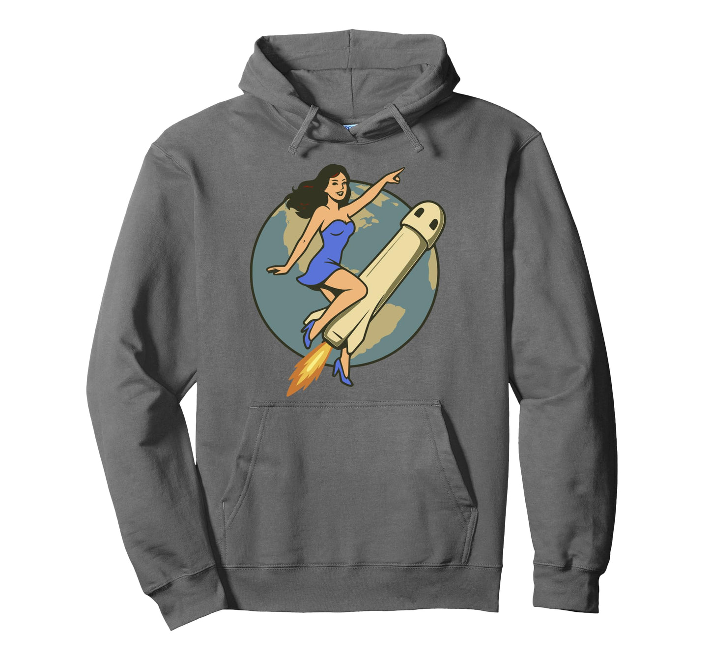 Pin Up Space Trip Rocket Funny Spaceship Hoodie - Aesthetic Graphic Unisex - T-Shirt, Sweatshirt, Hoodie