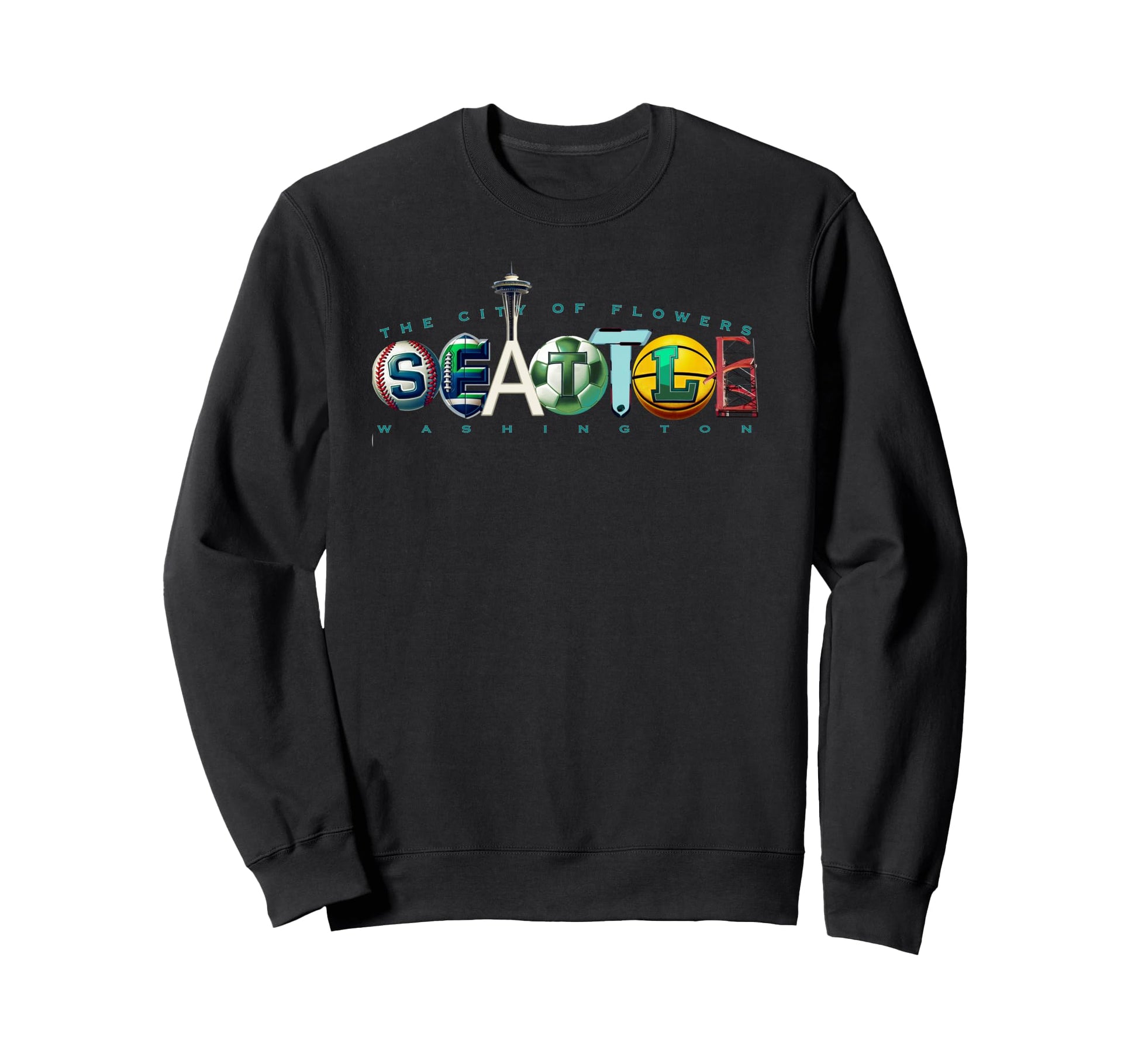 Seattle Wa City Name Typography Sweatshirt - Casual Everyday Wear Unisex - T-Shirt, Sweatshirt, Hoodie