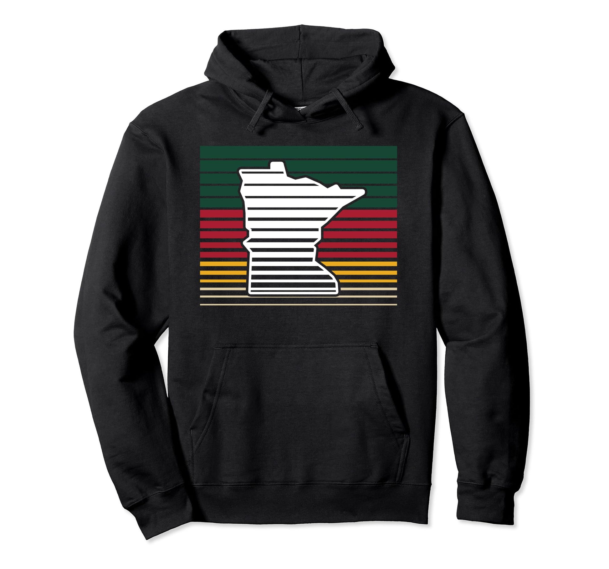 Minnesota Gradient Stripes Outline Hoodie - Unique Graphic Men Women - T-Shirt, Sweatshirt, Hoodie