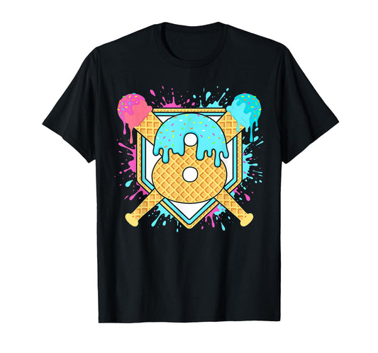 Baseball 8 Year Old Ice Cream Drip T-Shirt - Fun Novelty Design for Adults - T-Shirt, Sweatshirt, Hoodie