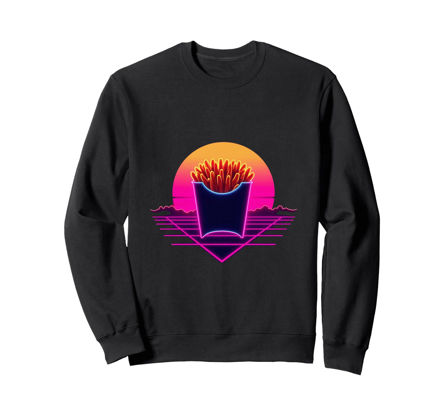 80S Synthwave Pommes French Fries Sweatshirt - Fun Novelty Design Men Women - T-Shirt, Sweatshirt, Hoodie
