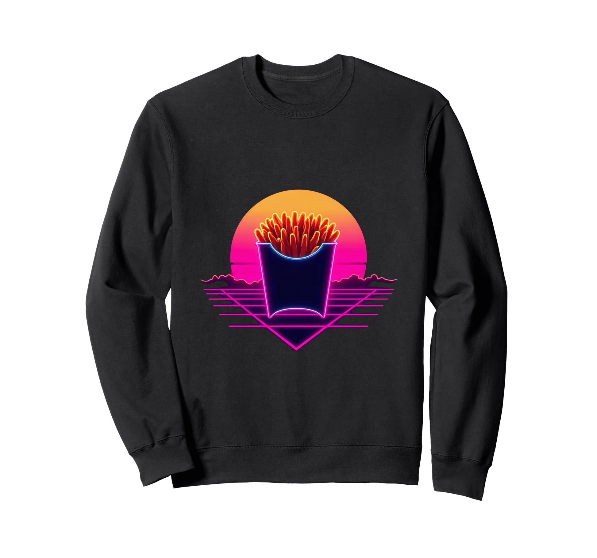 80S Synthwave Pommes French Fries Sweatshirt - Fun Novelty Design Men Women - T-Shirt, Sweatshirt, Hoodie