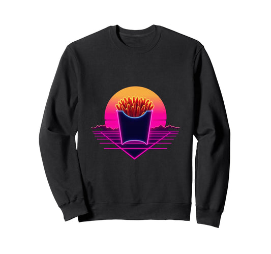80S Synthwave Pommes French Fries Sweatshirt - Fun Novelty Design Men Women - T-Shirt, Sweatshirt, Hoodie