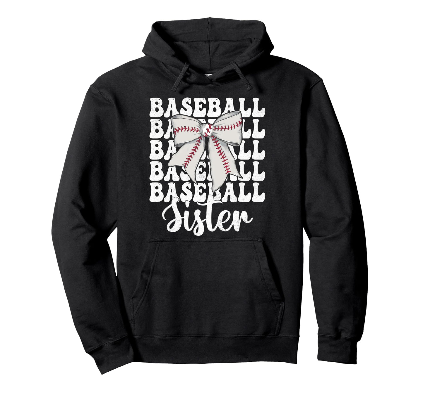 Baseball Sister Baseball Coquette Bow Hoodie - Fun Novelty Design Men Women - T-Shirt, Sweatshirt, Hoodie