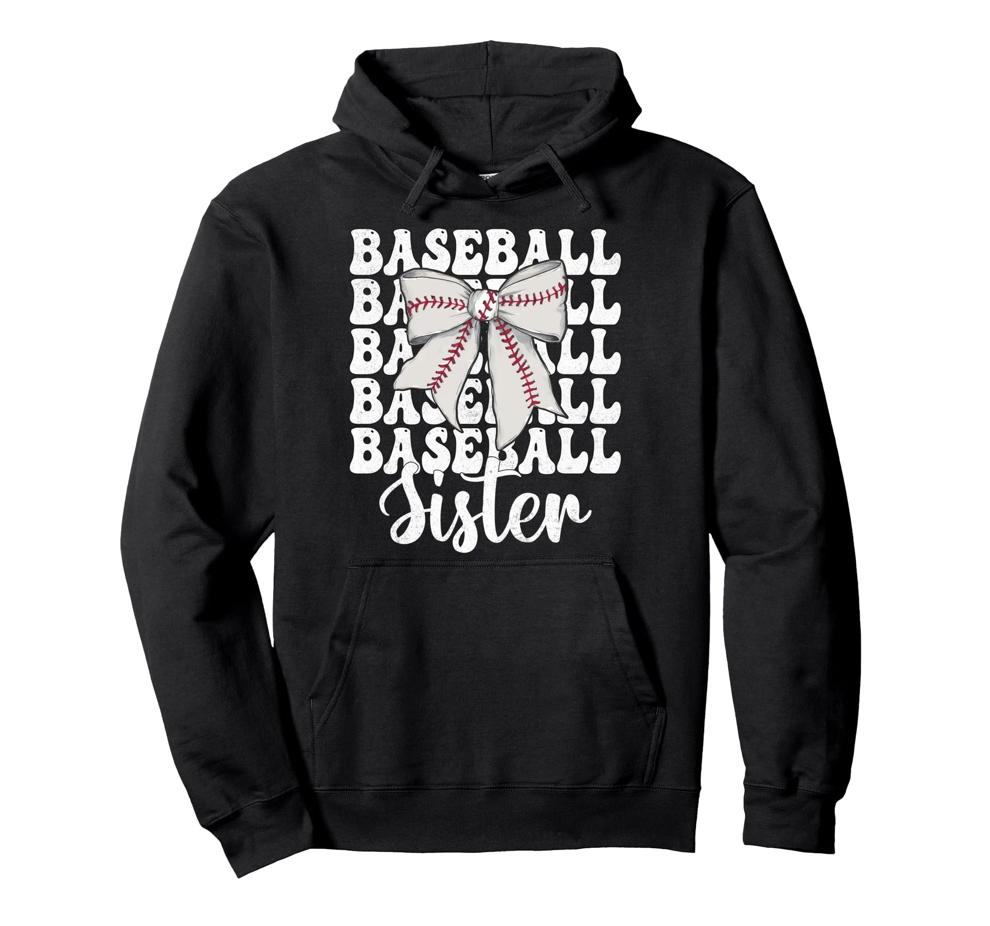 Baseball Sister Baseball Coquette Bow Hoodie - Fun Novelty Design Men Women - T-Shirt, Sweatshirt, Hoodie