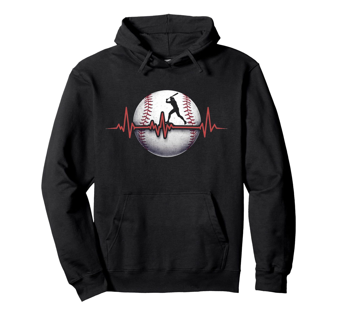 Heartbeat Baseball Hoodie - Fun Novelty Design Men Women - T-Shirt, Sweatshirt, Hoodie
