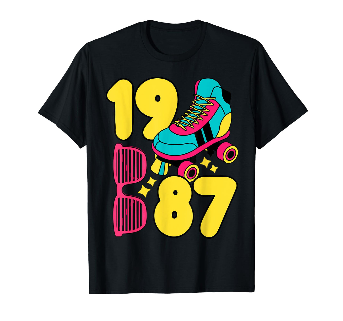 1987 Roller Rink 80S Night Nostalgia T-Shirt - Minimalist Print for Adults - T-Shirt, Sweatshirt, Hoodie
