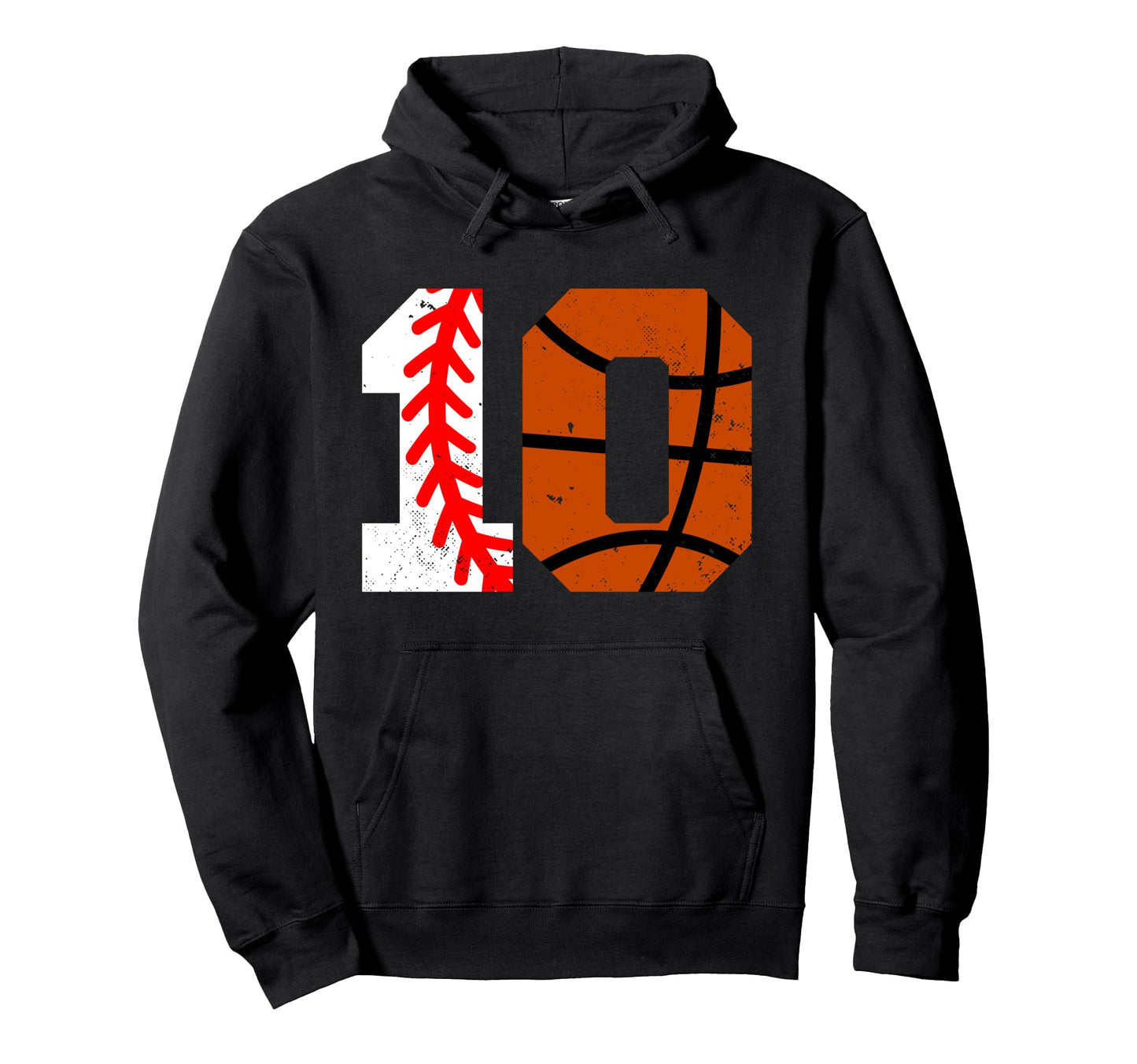 Baseball Basketball Number 10 Jersey Hoodie - Fun Novelty Design Men Women - T-Shirt, Sweatshirt, Hoodie