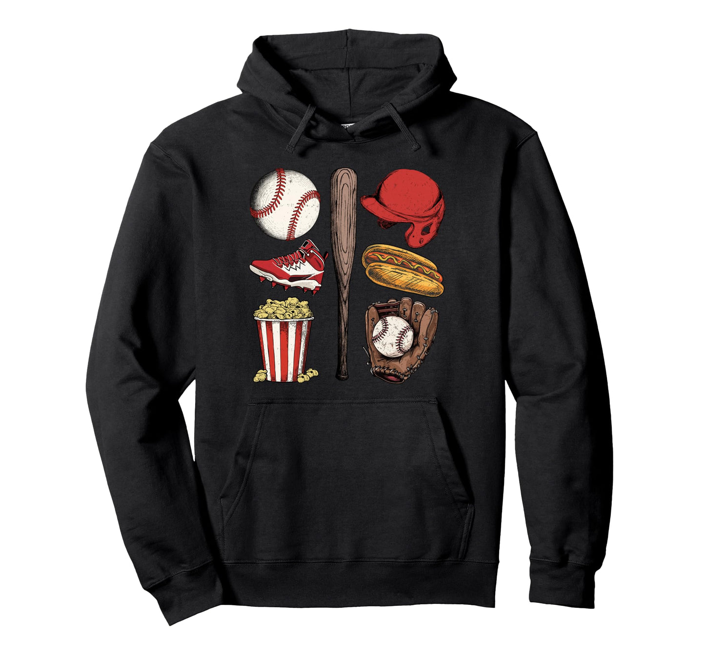 Baseball Game Day Sketch Hoodie - Novelty Apparel for Adults - T-Shirt, Sweatshirt, Hoodie