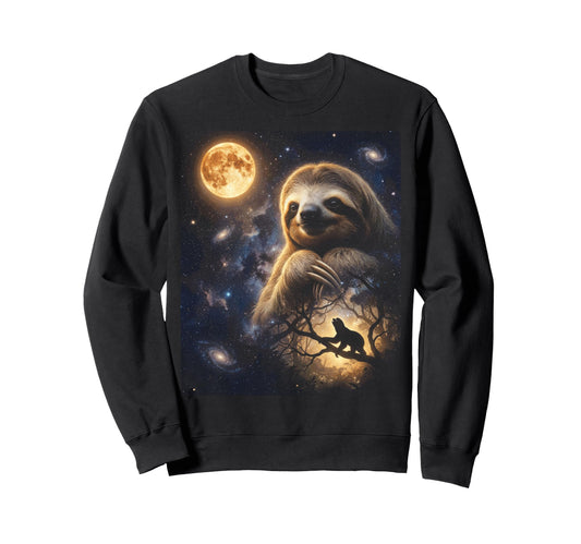 90S Sloth Howling Moon Y2K Aesthetic Sweatshirt - Unique Graphic Unisex - T-Shirt, Sweatshirt, Hoodie