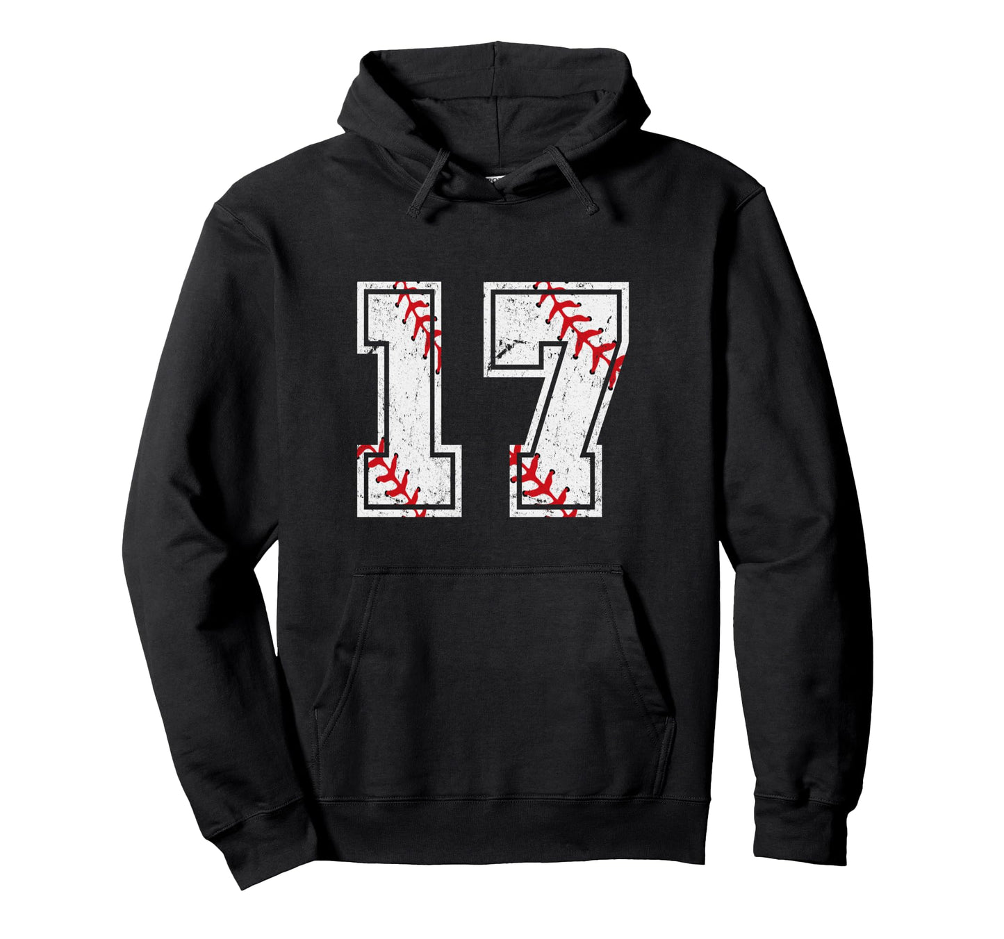 Baseball 17 Jersey Number Hoodie - Minimalist Print for Adults - T-Shirt, Sweatshirt, Hoodie