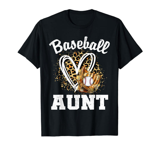 Baseball Aunt Leopard Heart Matching T-Shirt - Custom Art Print for Adults - T-Shirt, Sweatshirt, Hoodie