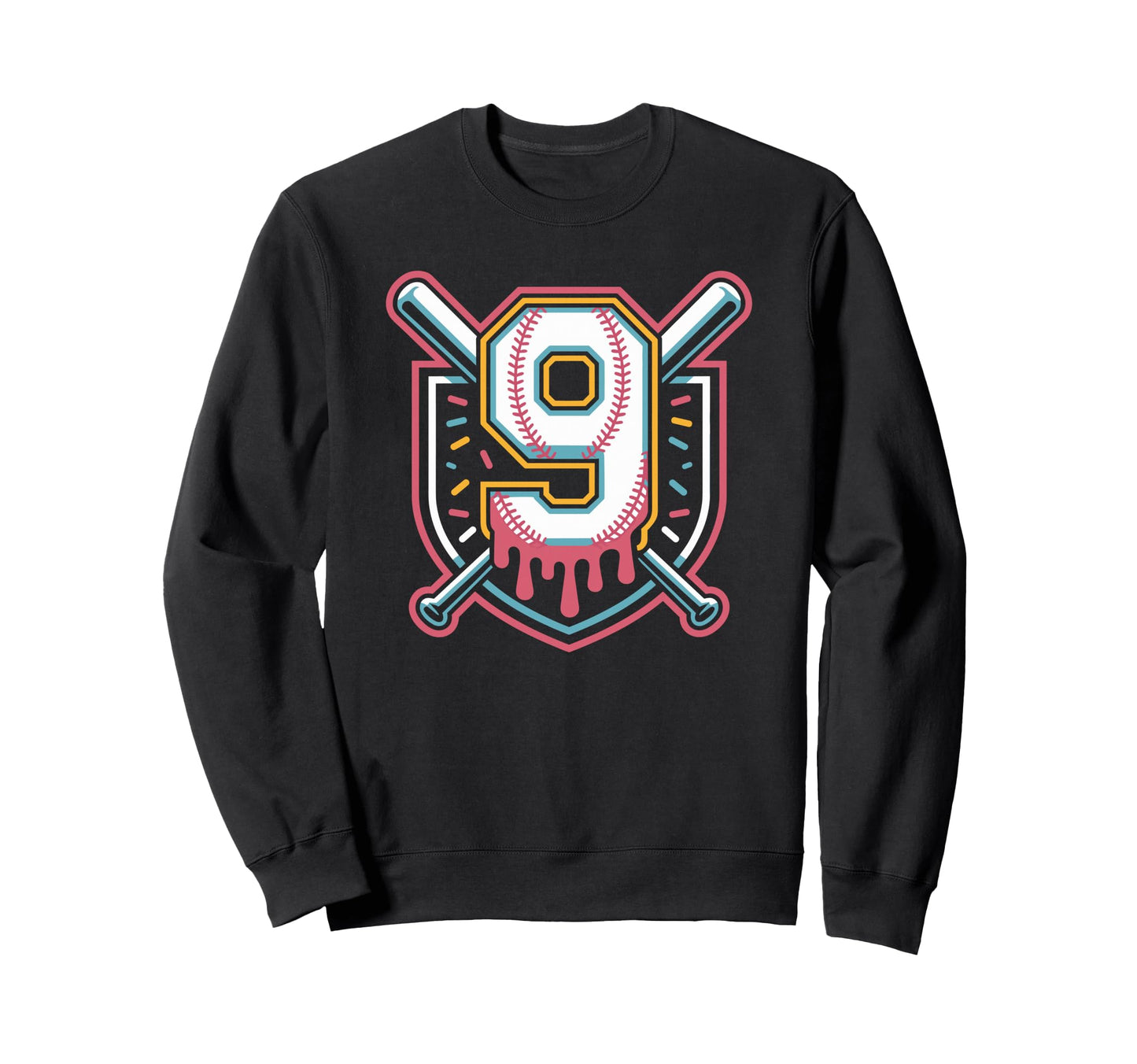 Ninth Birthday Baseball Drip Sweatshirt - Fun Novelty Design Men Women - T-Shirt, Sweatshirt, Hoodie