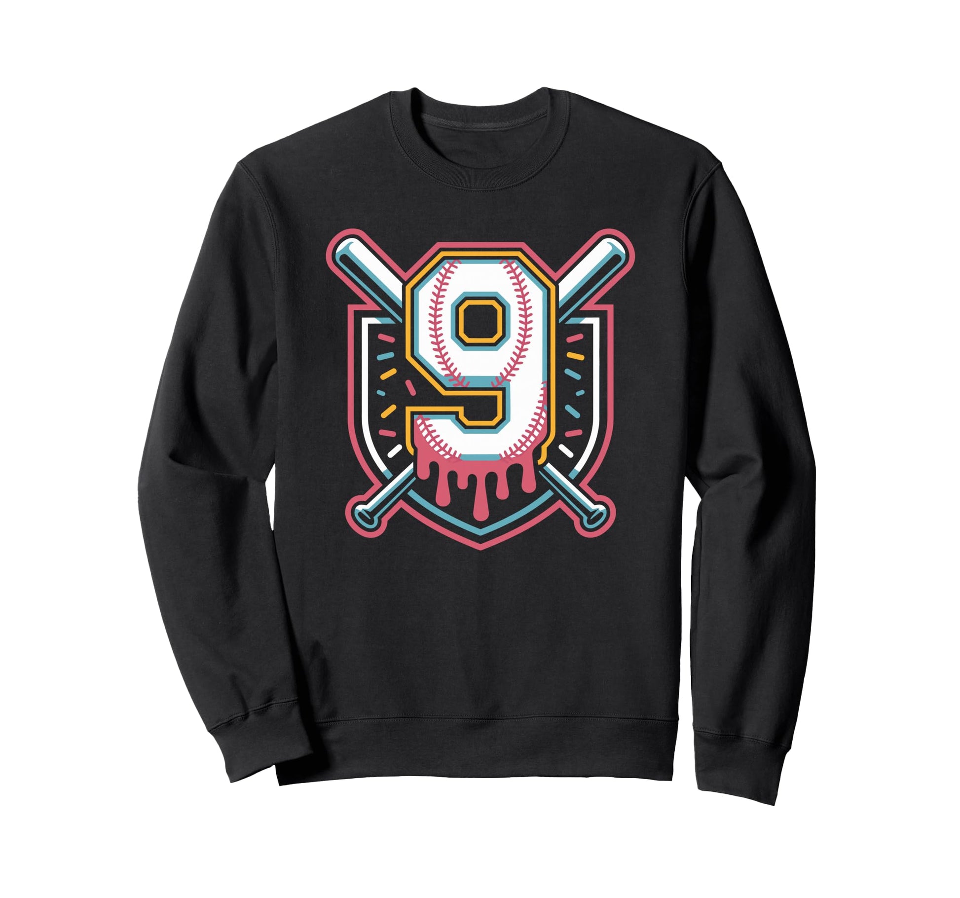 Ninth Birthday Baseball Drip Sweatshirt - Fun Novelty Design Men Women - T-Shirt, Sweatshirt, Hoodie