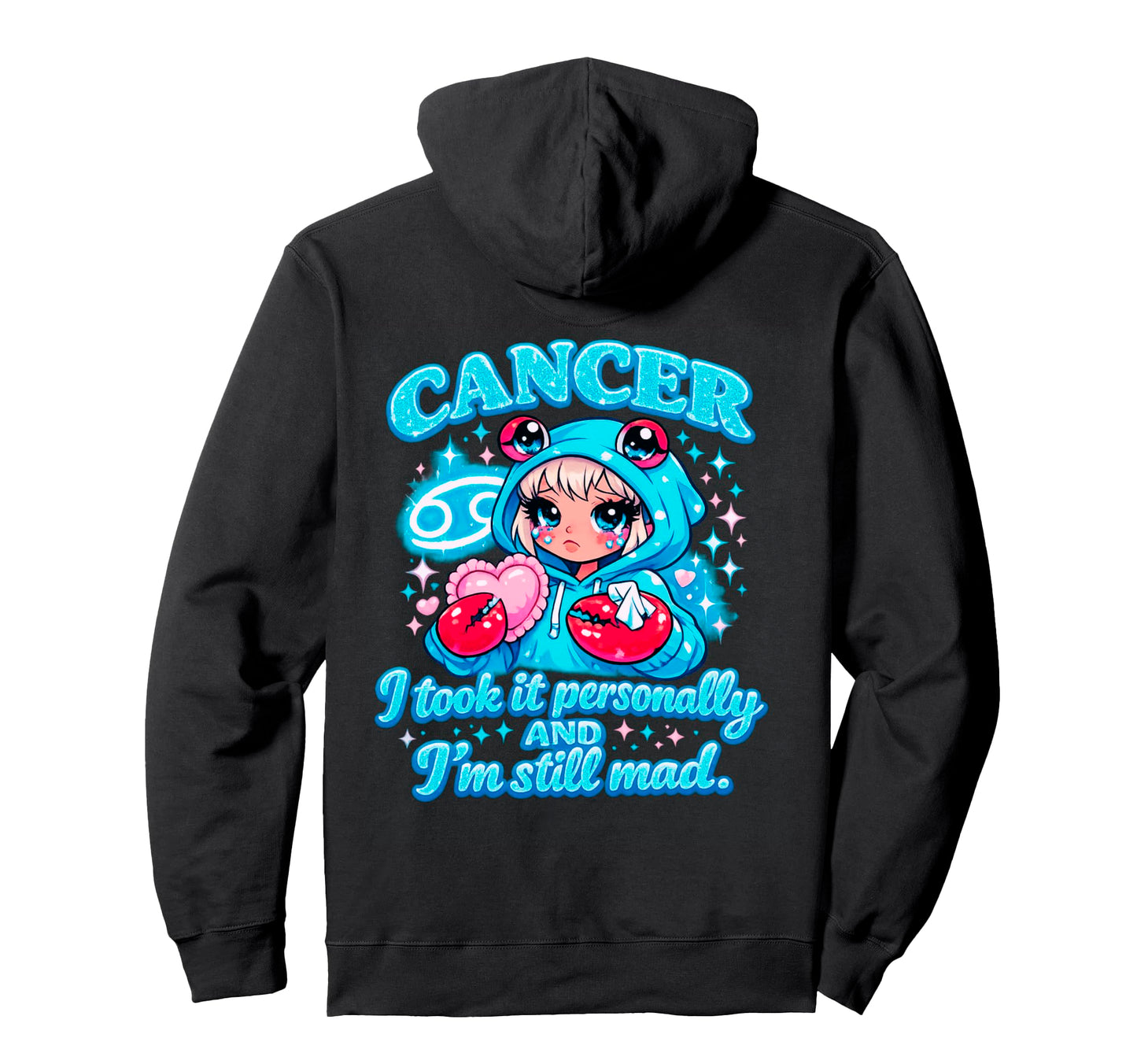 Cancer Bratcore Aesthetic Blue Y2K Hoodie - Custom Art Print for Adults - T-Shirt, Sweatshirt, Hoodie