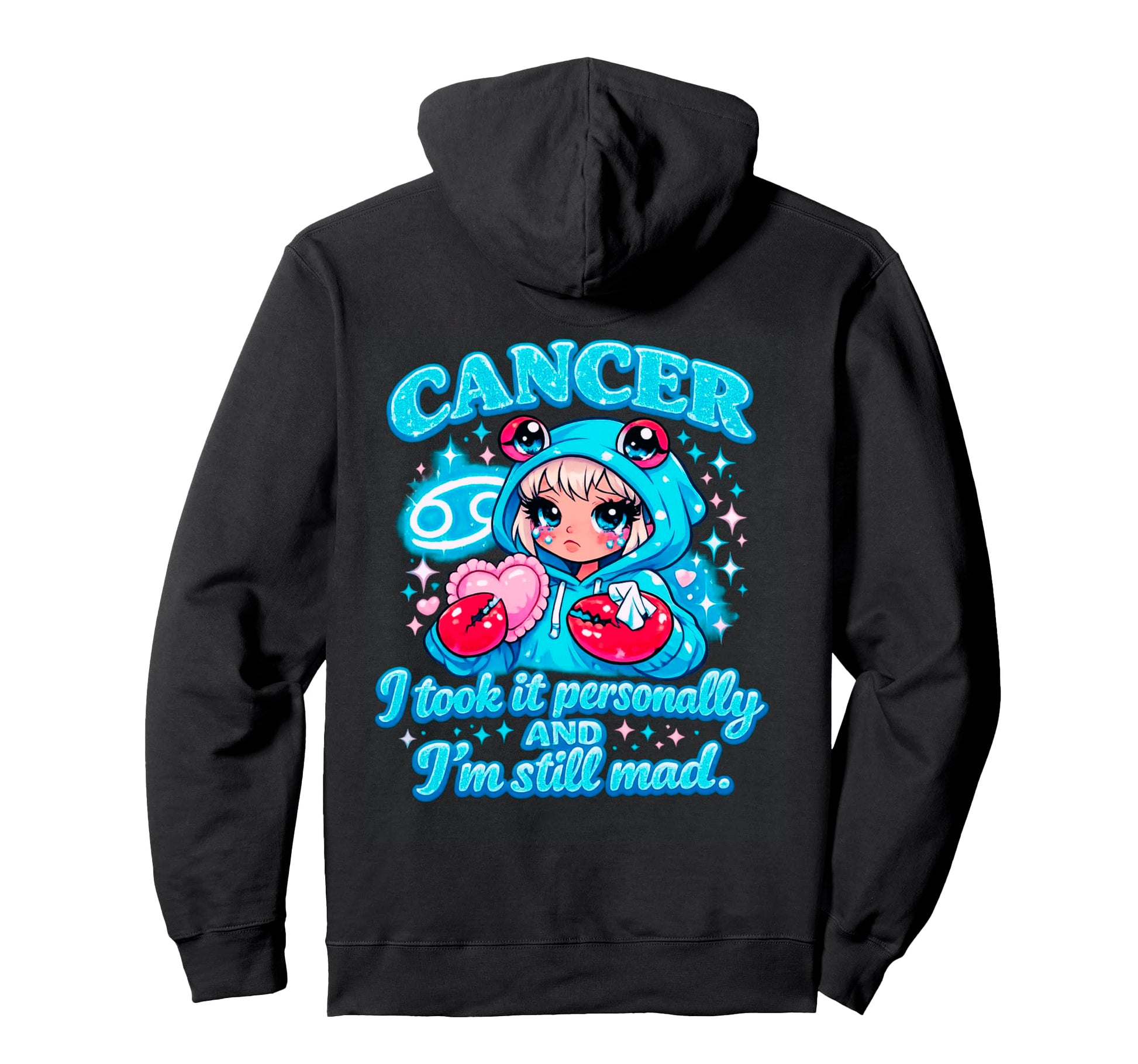 Cancer Bratcore Aesthetic Blue Y2K Hoodie - Custom Art Print for Adults - T-Shirt, Sweatshirt, Hoodie