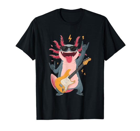 Axolotl Rock Music Funny Animal T-Shirt - Fun Novelty Design for Adults - T-Shirt, Sweatshirt, Hoodie
