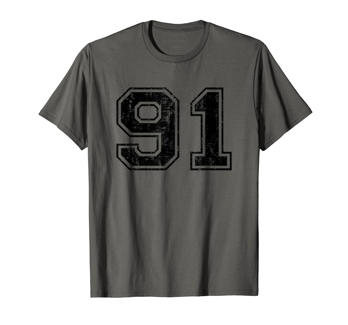 Number 91 Varsity Distressed Sport T-Shirt - Custom Art Print Men Women - T-Shirt, Sweatshirt, Hoodie