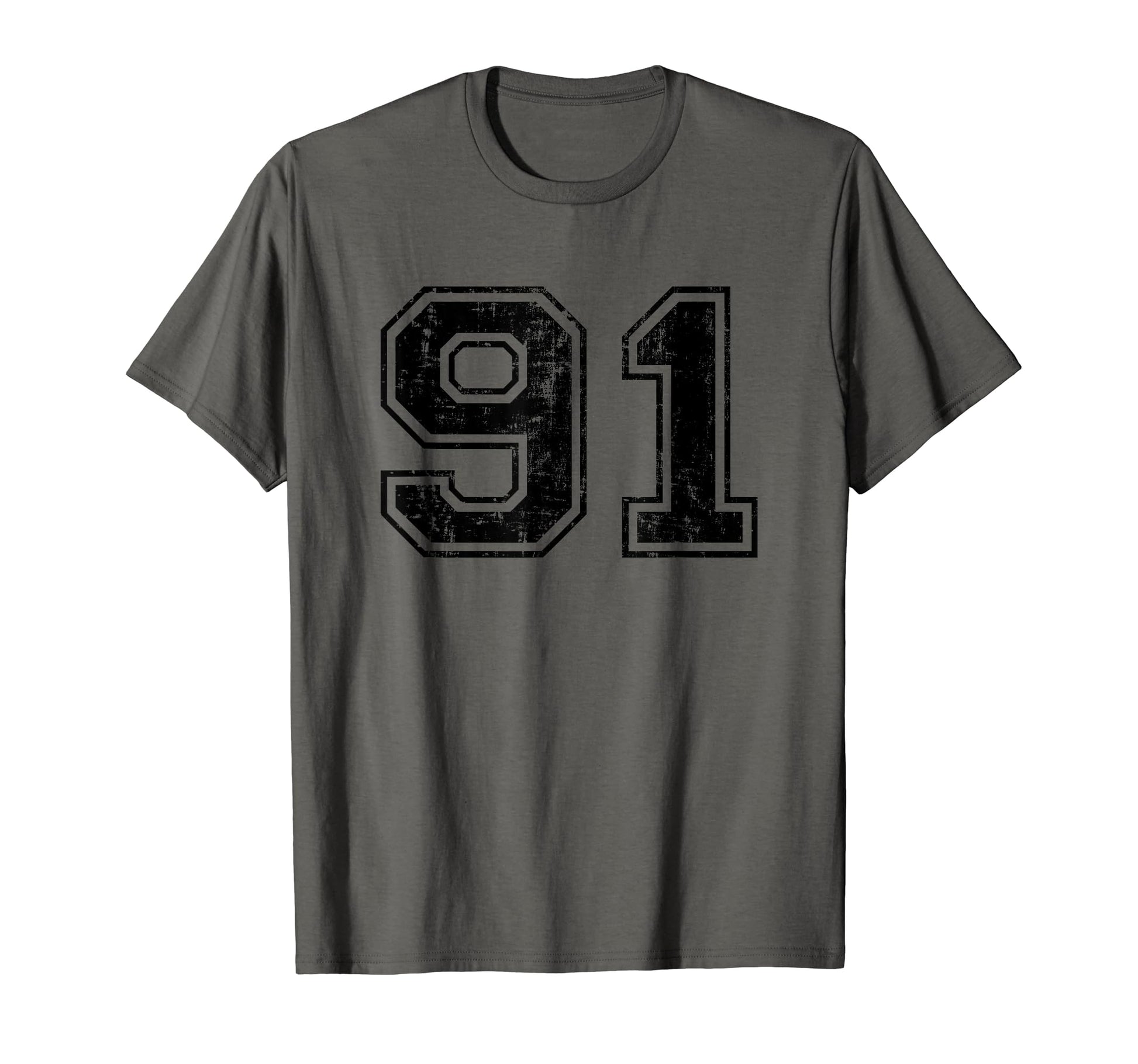 Number 91 Varsity Distressed Sport T-Shirt - Custom Art Print Men Women - T-Shirt, Sweatshirt, Hoodie